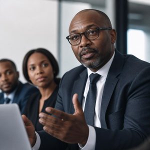 Black South African corporate professionals in a modern South African workplace